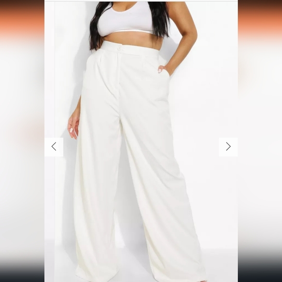 BooHoo Premium Tailored Wide Leg Trouser Pant In Eggshell Sz 12 | NWT - Picture 4 of 10